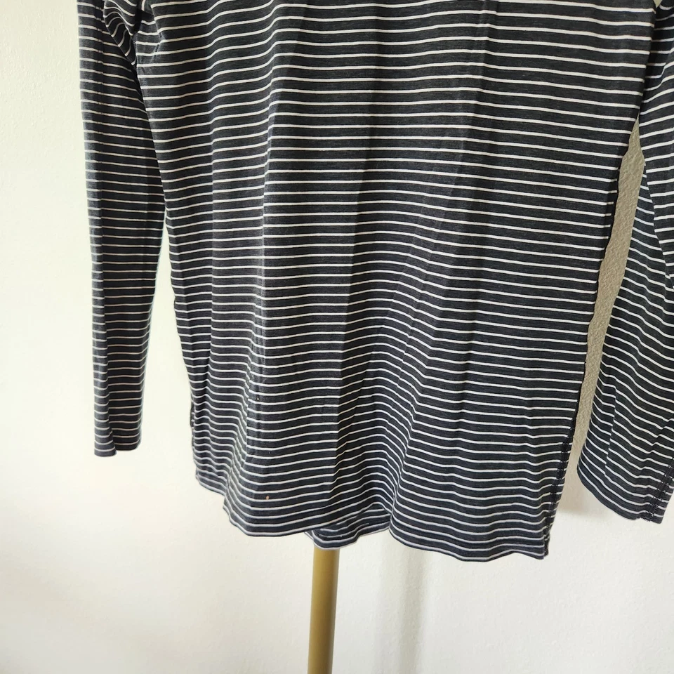 Camiseta Lululemon Esmeralda Manga Larga Rayas Mujer Talla 12 Jaspeada Negra Blanca Foto 3 de 4