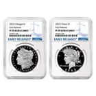 2023-S Proof $1 Morgan and Peace Silver Dollar 2pc Set NGC PF70UC ER Blue Label