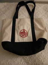 Trader Joe's Reusable Tote Bag Canvas Cotton Blue Strap - Heavy Duty Large New 