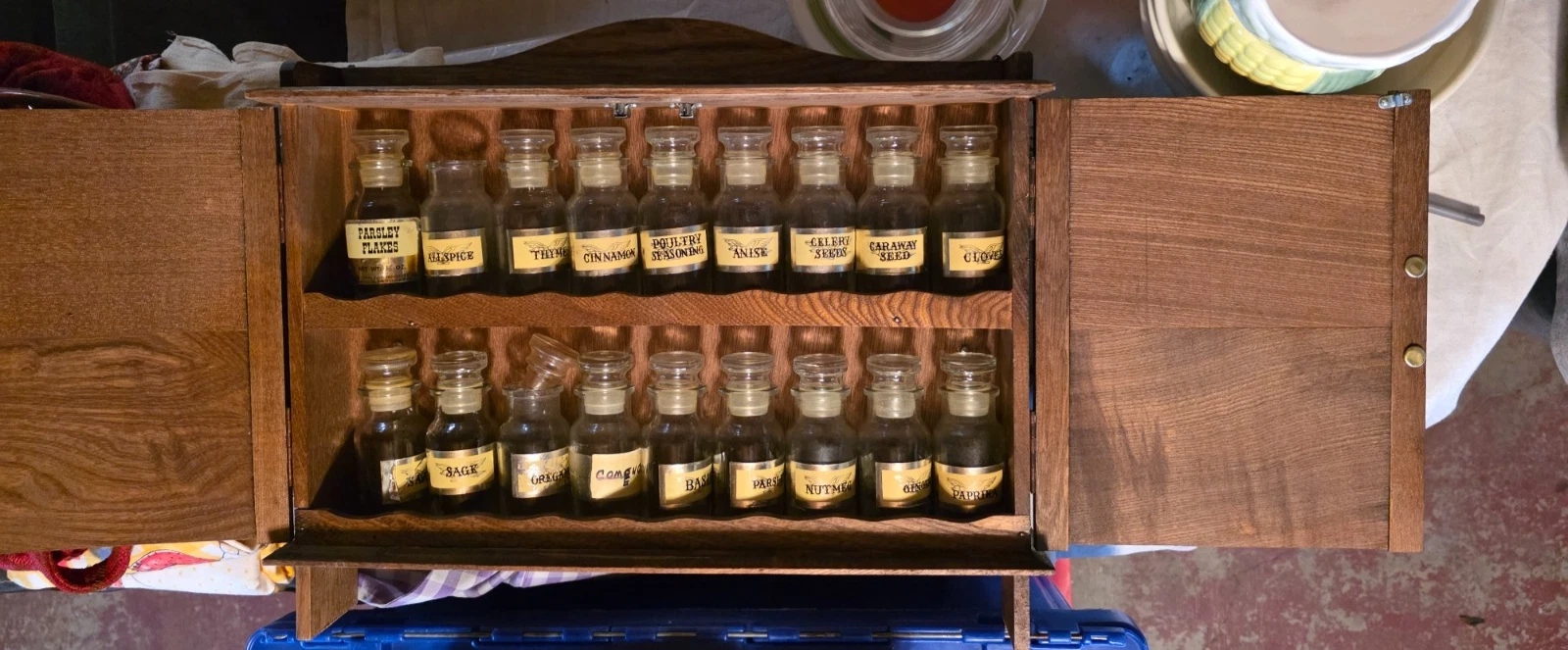 MCM spice cabinet with 18 glass jars
Opens in a new window or tab