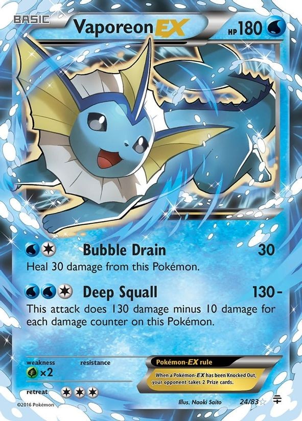 Vaporeon EX - 24/83 - Pokemon Generations XY Ultra Rare Card NM