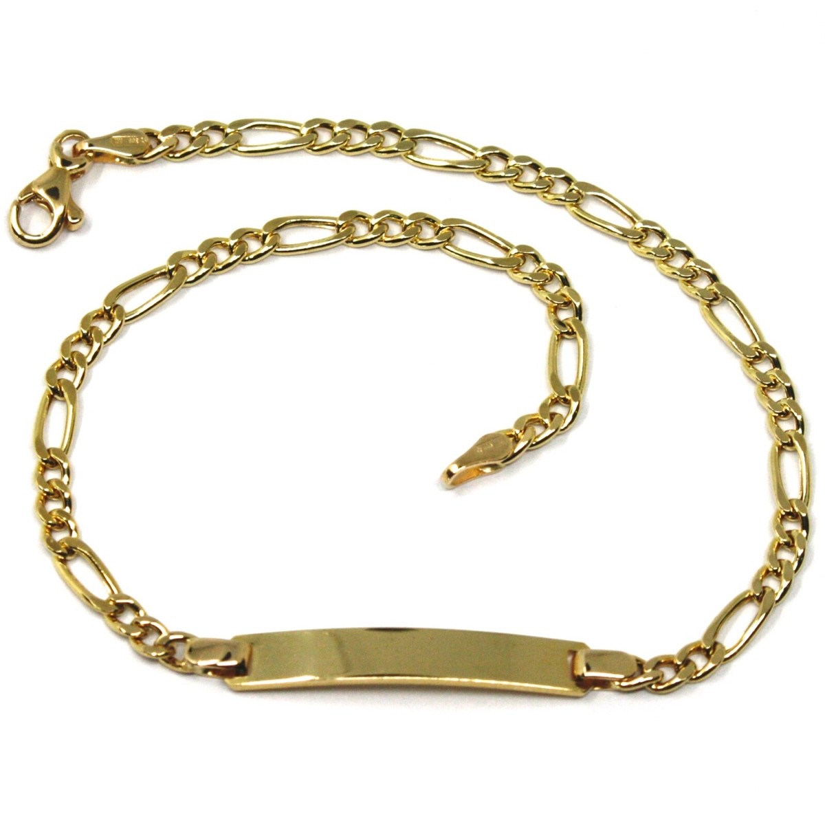 18K YELLOW GOLD BRACELET MM ROUNDED FIGARO GOURMETTE 3+1, WITH