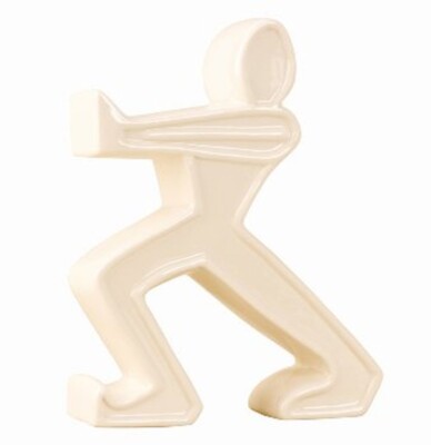 Buchstütze Deko Figur stehend Mann aus Keramik weiß Höhe 22 cm Breite 17 cm