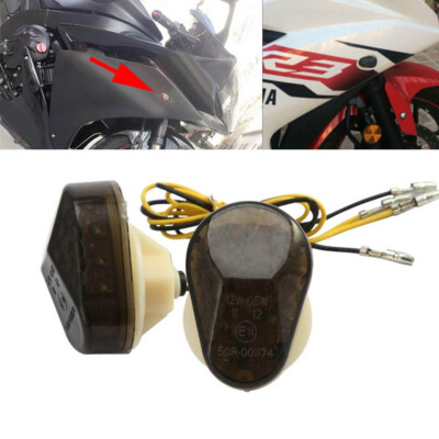 2X Flush Mount LED Turn Signal Light Indicators Blinker For Kawasaki Motorcycle