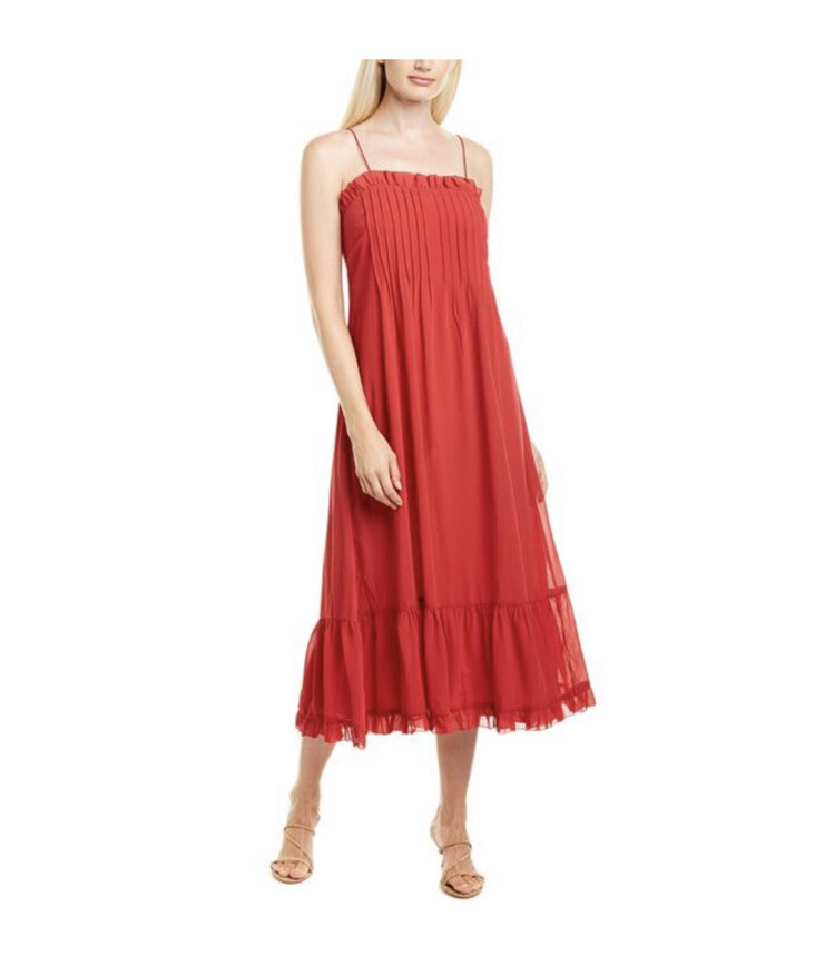 NWT Madewell Pintuck Cami Midi Dress Red Sz 8 $138 | eBay