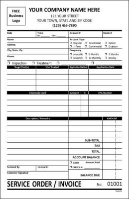 250 Pest Bug Termite Control Service Form/2 Part Carbonless / 5.5 x 8.5 TMG037