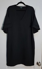 Lauren Ralph Lauren Dress Women's Size Large Black Short Sleeve V-Neck Sheath 