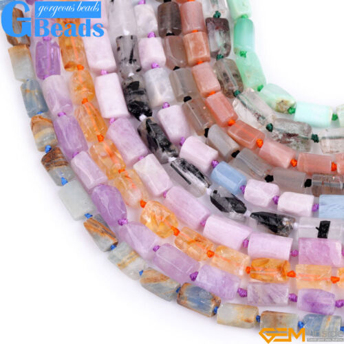 Natural Assorted Gemstone Faceted Tube Column Beads for Jewelry Making 8x12mm - Picture 4 of 192