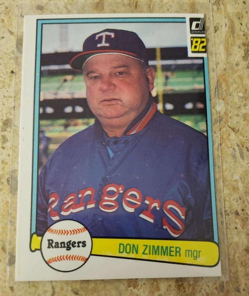 Donruss 82 Don Zimmer Error Baseball Card Miscut and small pink