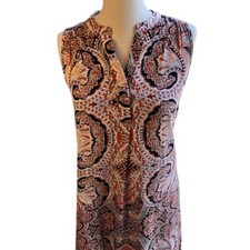Philosophy Sleeveless Dress Boho Paisley Print Casual Summer S