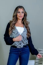 Black and White Embroidered Lace Jacket Size Small