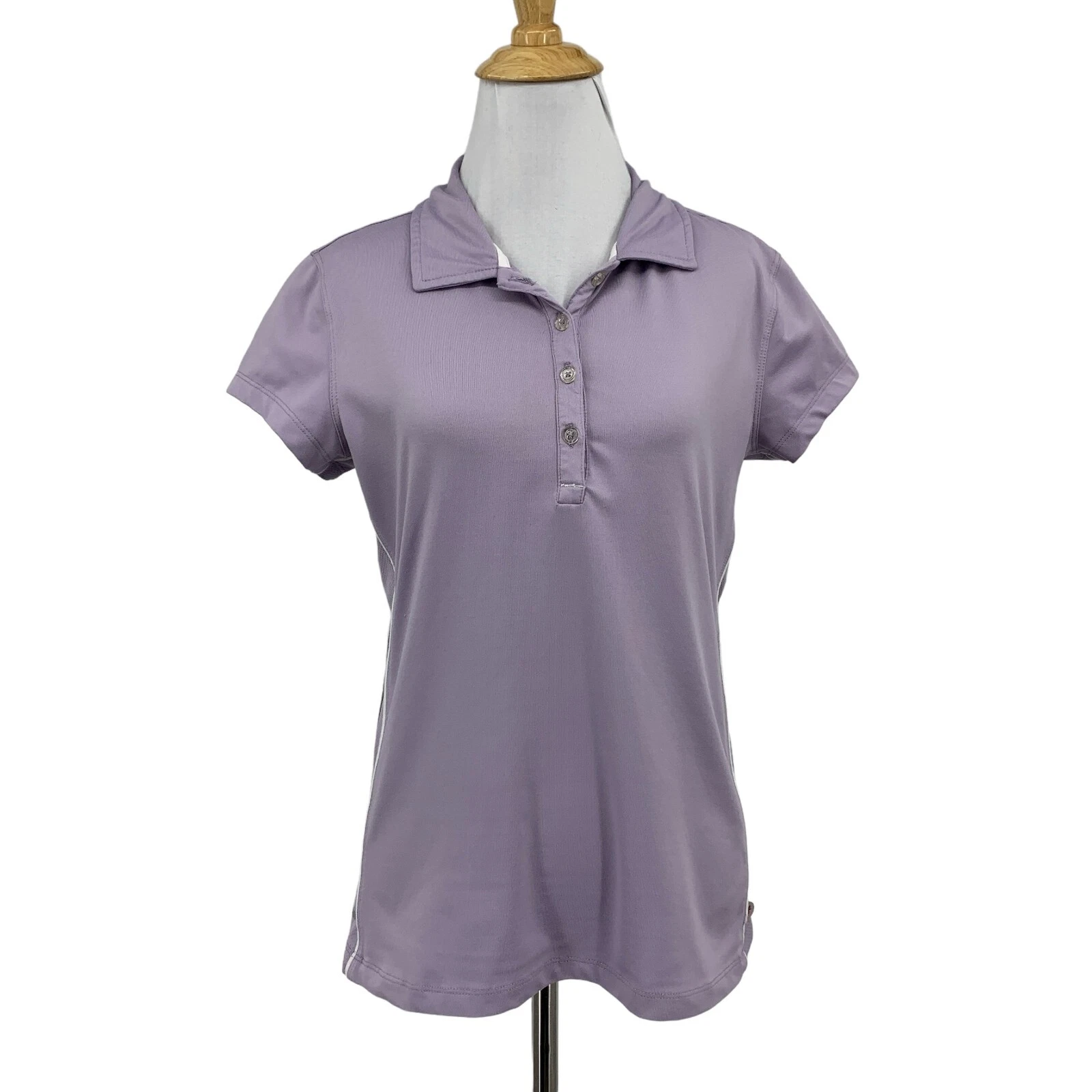 alo-yoga coolfit vented sides cap sleeve polo top shirt