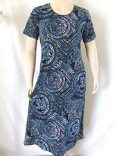 Travel Knit Dress, long A-Line, S/S, Stretchy NO-IRON poly/span. #014 b