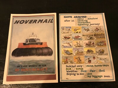 2 ungewöhnliche Isle of Wight Hovercraft Fähre Postkarte alte Postkarten 
