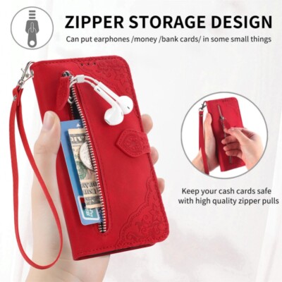 For iPhone 16 16e 15 Plus 14 13 12 Pro Max Case Wallet Purse Card Holder Cover·