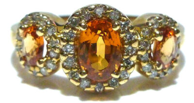 EFFY 14K YELLOW GOLD OVAL YELLOW SAPPHIRE & DIAMOND WOMENS RING BAND ...