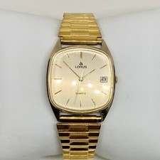 Lorus vintage men gold tone date watch quartz analog 30mm running