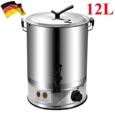 Edelstahl Einkochautomat 12 Liter 1800 Watt Glühweintopf Glühweinkocher Hahn 12l