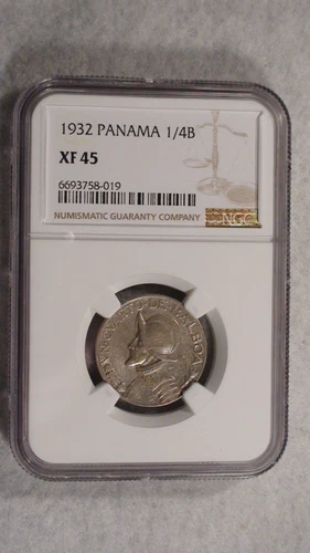 1932 PANAMA NGC XF45 ONE QUARTER BALBOA CIRCULATED 1/4B Coin BUY IT NOW!