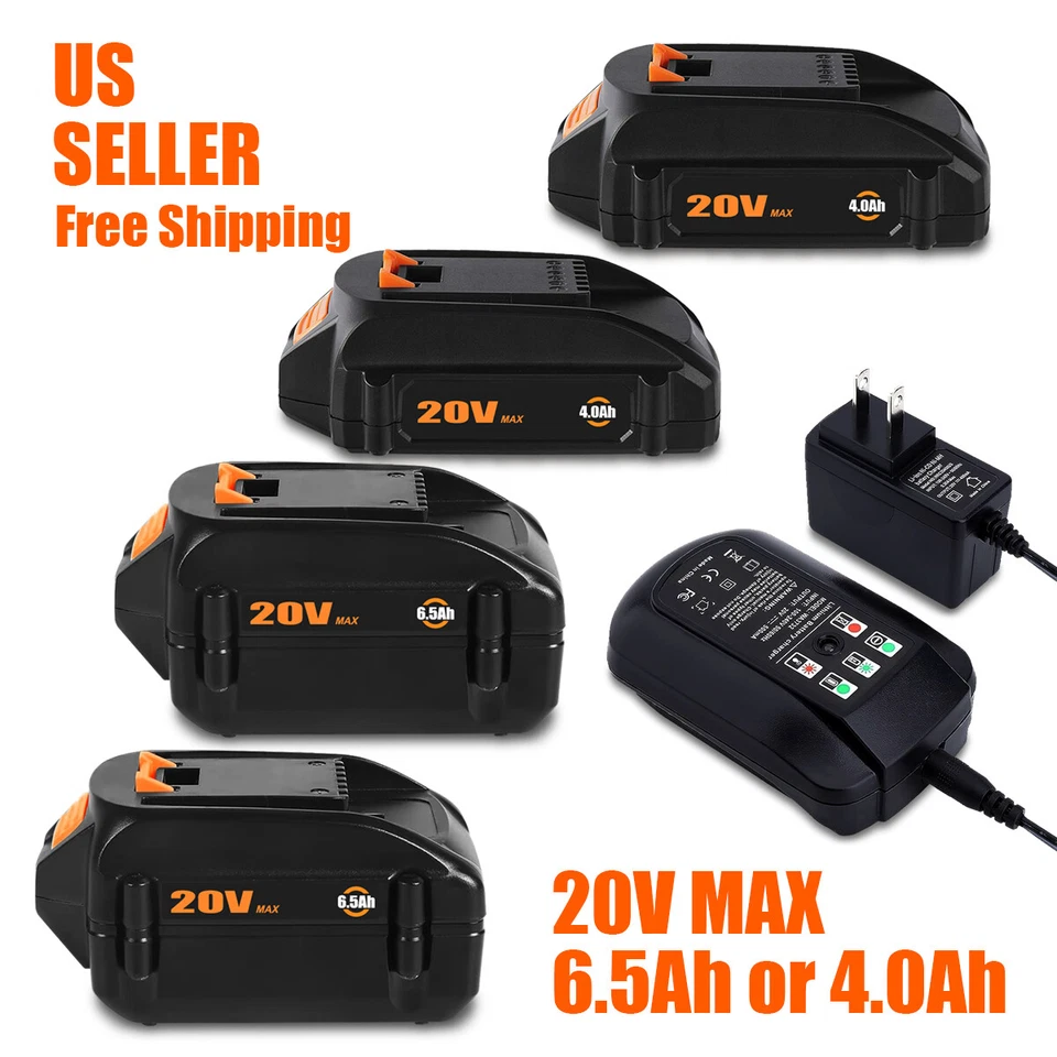 LIZONE 6.5Ah For WORX 20V Extend Lithium Battery 6 Ah 4 Ah WA3578 WA3520 WA3525 WA3575