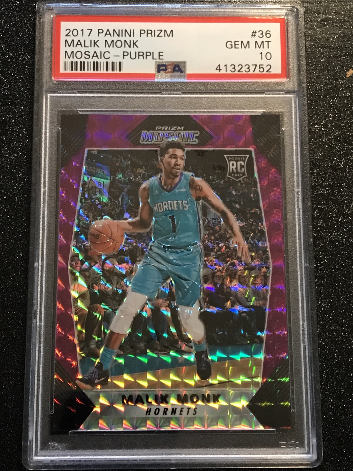 Malik Monk 2017 Panini Prizm Mosaic Purple Rookie #36 PSA 10 Gem Mint Pop 4 /99