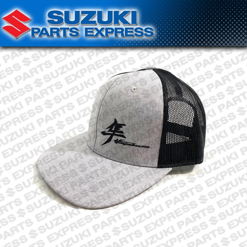 パーツ hatsu NEW SUZUKI HAYABUSA KANJI MESH HAT CAP LIGHT HEATHER GREY SNAP