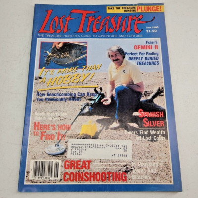 Lost Treasure Magazine June 1985 Metal Detecting Fisher Gemini II Beachcombing