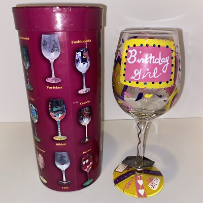 Lolita BIRTHDAY GIRL Wine Glass in Box 15 oz. Hand Painted Collection  Series | eBay