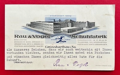 Reklame Vertreter AK GROSSHARTHAU um 1910 Rau & Vogel Schuhfabrik   ( 114286 - Bild 1 von 2