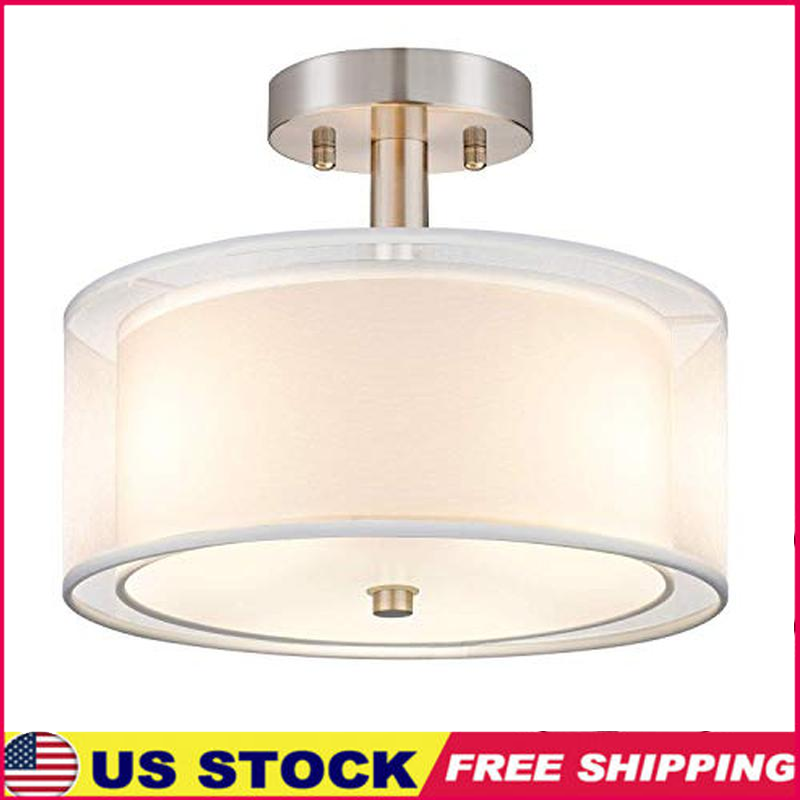 3-Light Drum Semi Flush Mount Ceiling Fixture for Kitchen or Dining Room