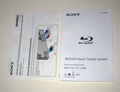 Sony BD/DV Home Theater System BDV-T10 / T11 / E300 Instruction Manual + Guide