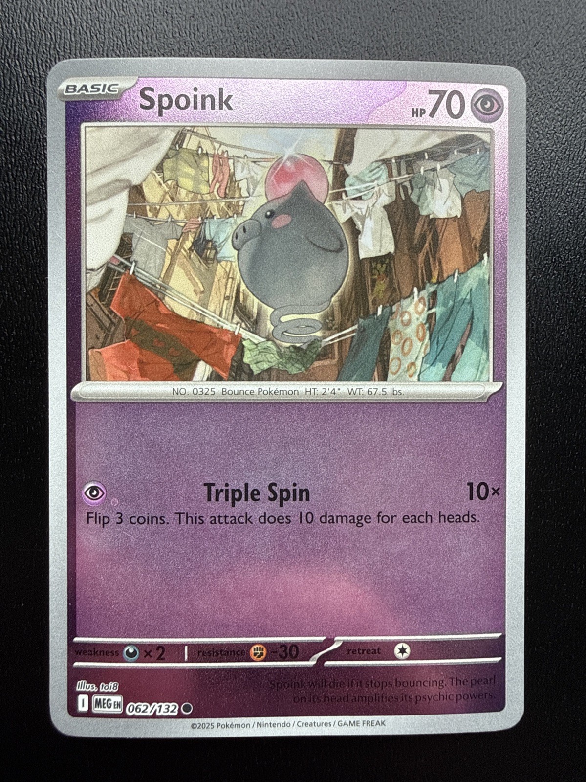 FREE SHIPPING SPOINK 62/132 REVERSE HOLO COMMON POKEMON MEGA EVOLUTION BASE SET