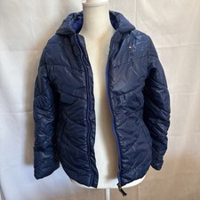 Tommy Hilfiger Puff Jacket Sz 12/14 Large Navy W/Hood Small Pocket Inside