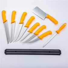 10er Set Fleischermesser mit Magnetstreifen ErgoGrip Allzweck Kochmesser Ausbein