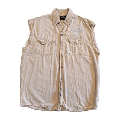 Biker Design Cutoff Button Down denim shirt 2012 Tomahawk, WI Fall Ride size XXL