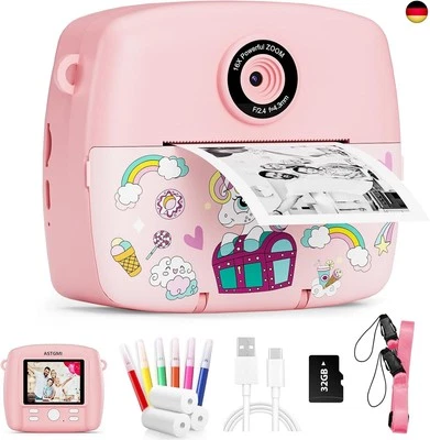 ASTGMI Sofortbildkamera Kinder,Kinderkamera Kompaktkameras 1080P HD Sofortdruck von