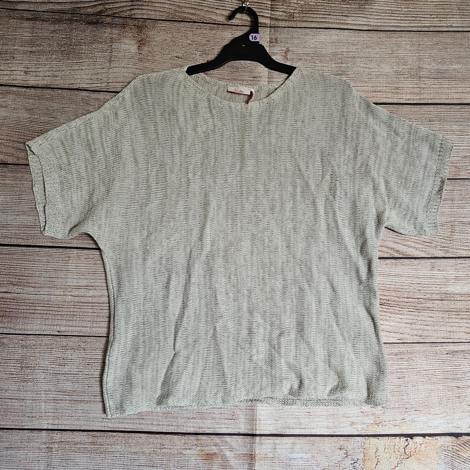 Millers Knit Shirt ~ Size L Women's ~ Brown Short Sleeve Oversized Boxy