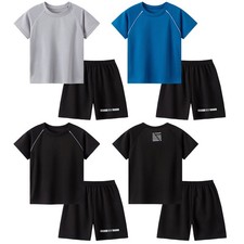 Kids Boys Outfit Jogging Suit Athletic Set Mesh Round Neck Sports Uniform Team
