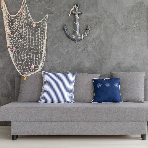 Fishing Net Decor, 80" x 60" Fish Net Decor with Sea Shells, Blue - Picture 6 of 6