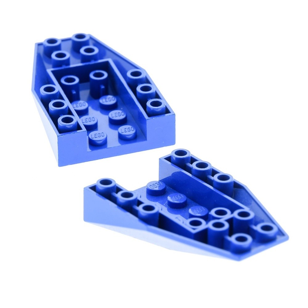 2x Lego Wedge Brick 6x4 Blue Sloped Boat Hull Cockpit Bottom 485623 4856a