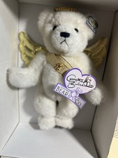 Annette Funicello Angel Bear Jill 8  Snowy White Gold Wings  Halo  Stand Box