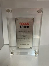 Lucite Paperweight Desk Commemorative ASTEC Acquisition Of Northern Telecom