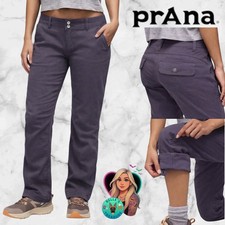prAna Women's 8 Halle Pants Gray Convertible Roll Tab Cargo Flare Stretch Hike