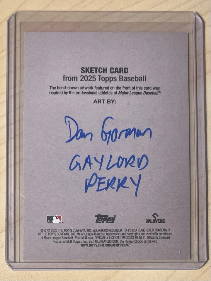 2025 Topps Update Sketch Card GAYLORD PERRY 1/1 - Cleveland Indians - Image 2 of 2