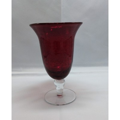 Ruby Red Goblet Wine Glass Bubble Glass Flared Rim 7.5 Inches 12 Oz 