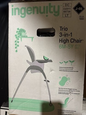 Ingenuity Trio 3-in-1 High Chair Gray Green, Easy Clean, Reclining Seat
