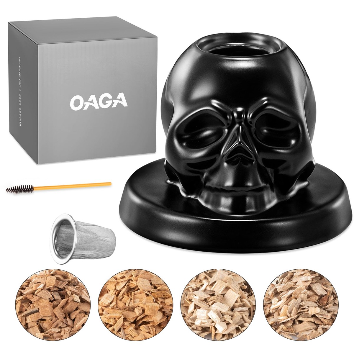 Whiskey Smoker Kit - 4 Wood Chips, Cocktail Smoker Infuser Kit
