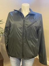 Vintage Nike Puffer Jacket Mens Medium Gray Swoosh Full Zip 90s Y2k