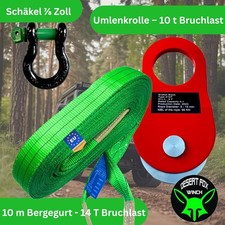 Offroad Bergeset 10 t Umlenkrolle | 14 t Bergegurt 10 m | Schäkel 7/8″ 4x4