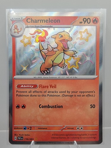 Charmeleon 110/091 Paldean Fates Shiny Rare Holo Pokémon Card SV MINT